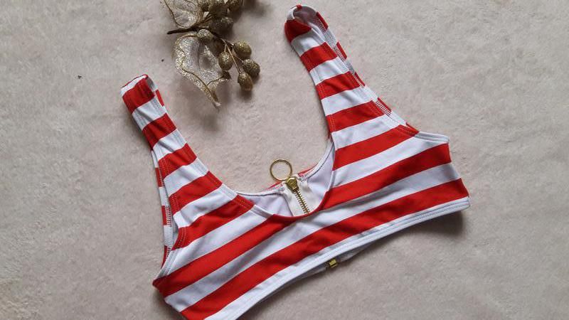 Полосатый купальный лиф h&m верх, бандо