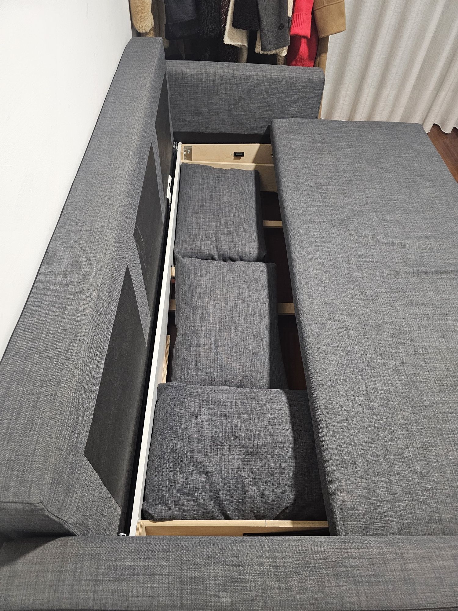 Sofá-cama de 3 lugares, Skiftebo cinz esc
