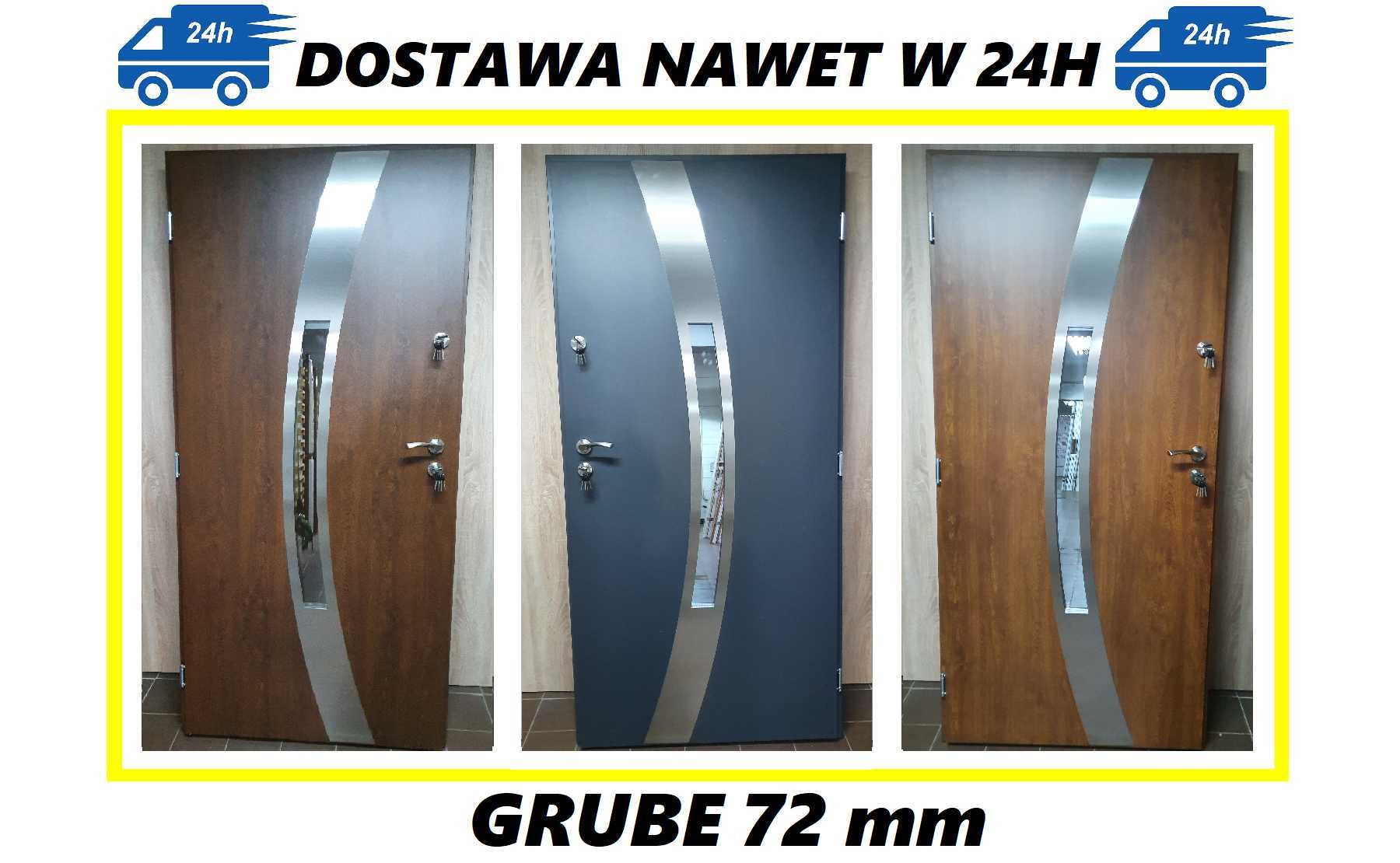 Drzwi zewnętrzne 80, 90 GRUBE 72mm model "LUNA" SZYBKA DOSTAWA