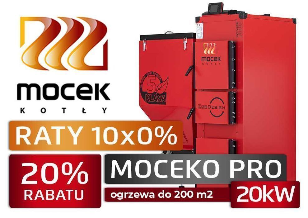 Kocioł na ekogroszek, pellet, Moceko PRO piec c.o. o mocy 20kW