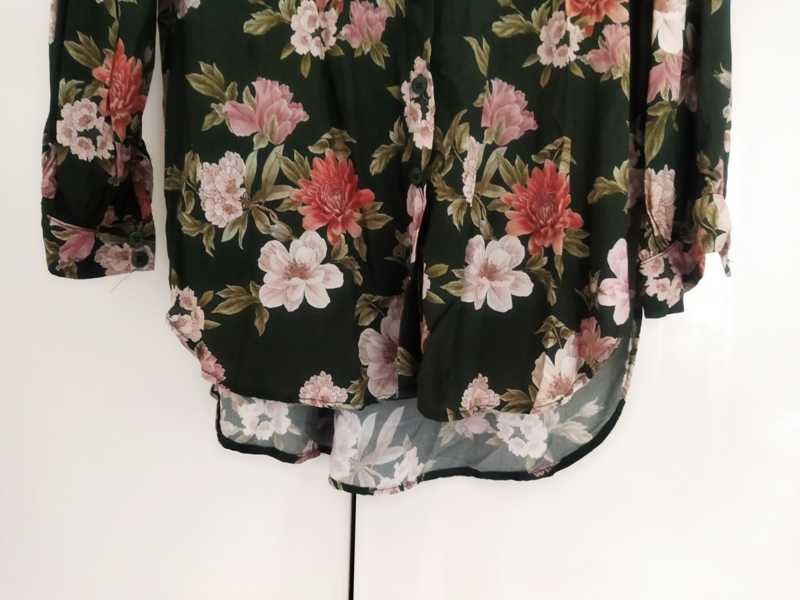 Koszula bluzka damska Reserved w kwiaty. Piękna zieleń. Rozmiar 38