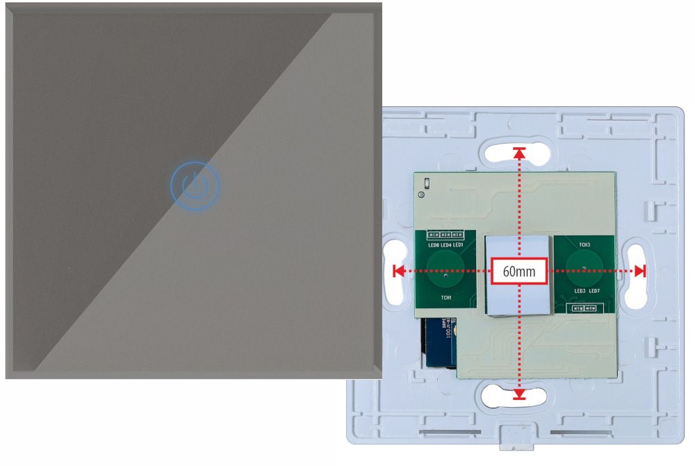 Dotykowy włącznik światła WiFi ART szklany pojedynczy szary smart home