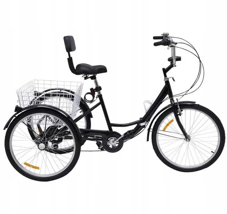 Stabilny trójkołowy rower 24" dla seniora dla dorosłych – składany
