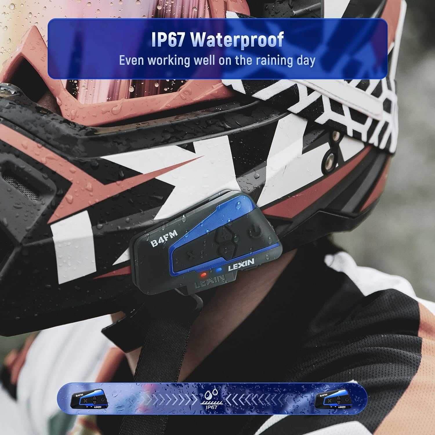 Bezprzewodowy zestaw słuchawkowy Bluetooth 5.0 LEXIN B4FM motocyklowy
