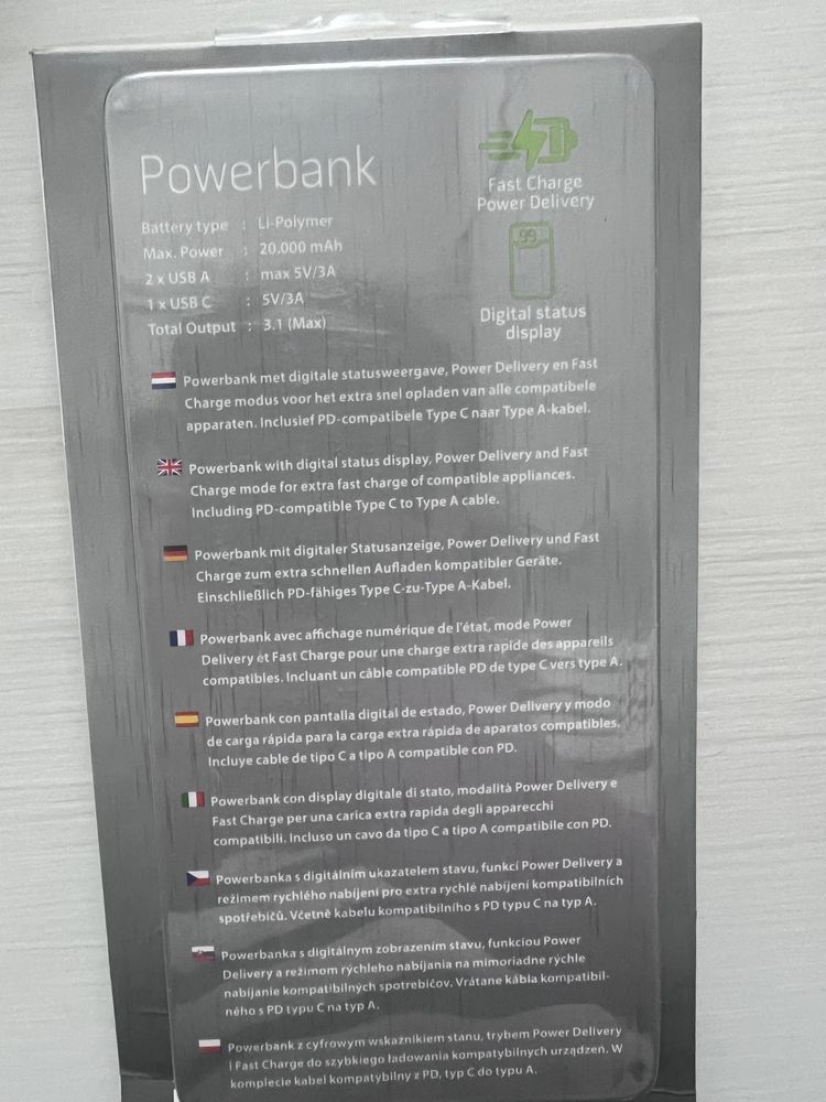 Power bank 20,000mAh швидка зарядка