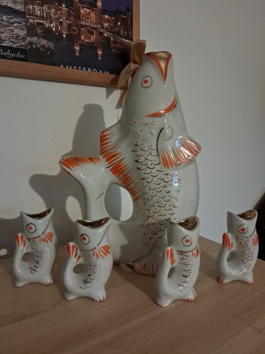 Porcelana kolekcjonerska rybki prl