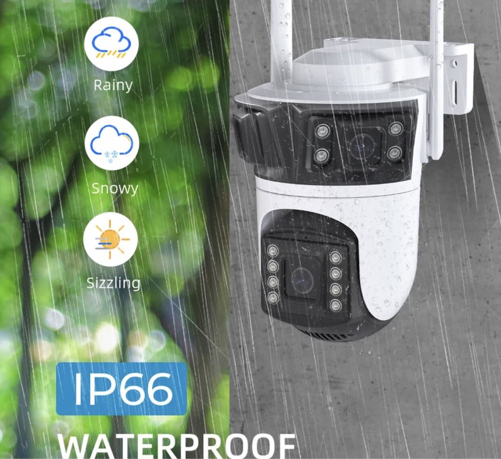 Камера Уличная WiFi IP ICSee камера 12MP 3 объектива Zoom видеокамера