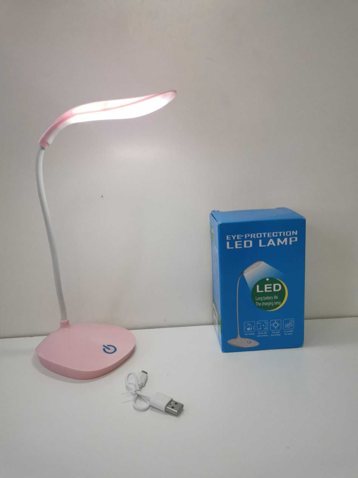 Світлодіодна настільна LED лампа сенсорна гнучка акумуляторна розова