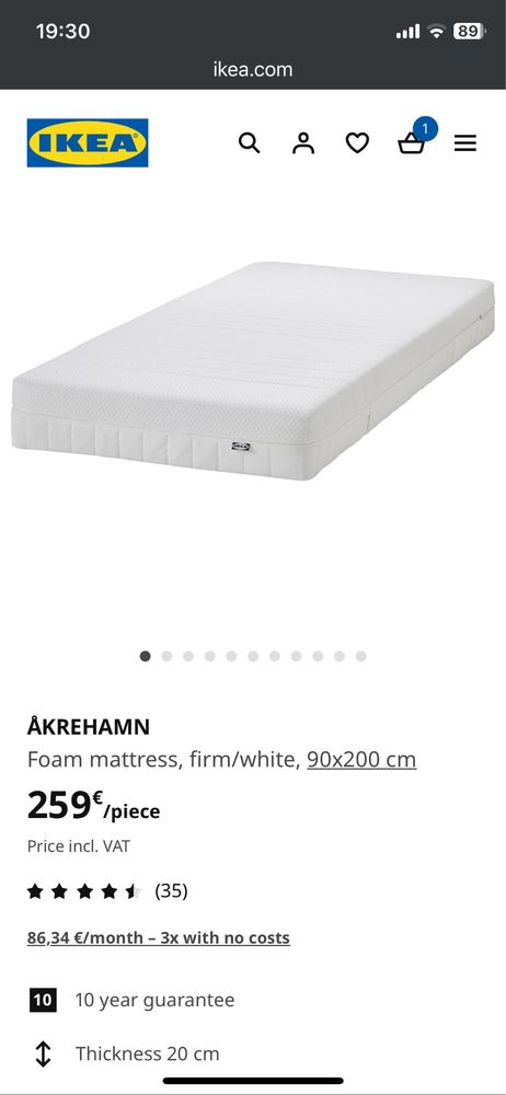 IKEA ALREHAMN mattress clean 90*200 Paco de Arcos