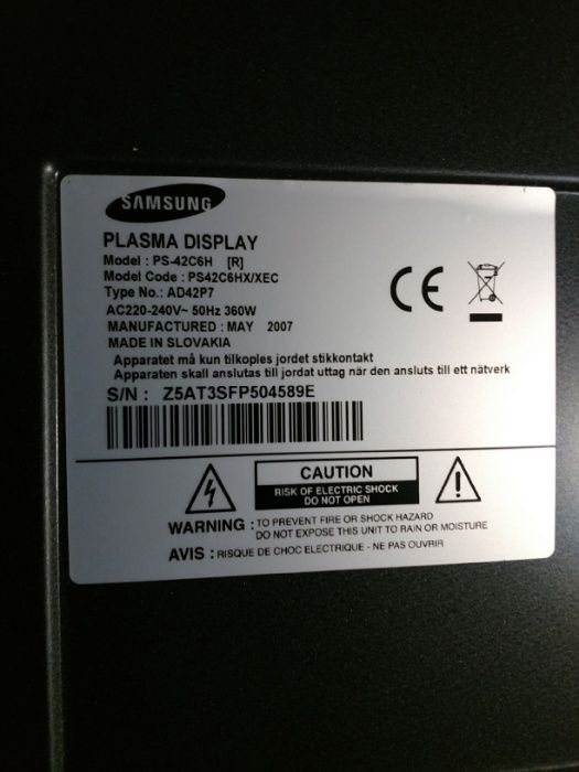 Плазма Samsung PS-42C6H : плати  LJ41-03438A ,BN41-00745C ,BN96-03743A