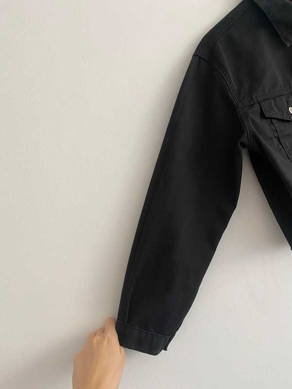 Czarna jeansowa kurtka krótka John Galt S 36 koszula Brandy Melville