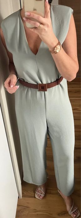 Nowy kombinezon miętowy z paskiem ZARA rozmiar S 36