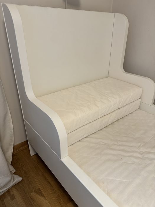Łóżko dziecięce IKEA BUSUNGE białe 80x200 rozsuwane + MATERAC