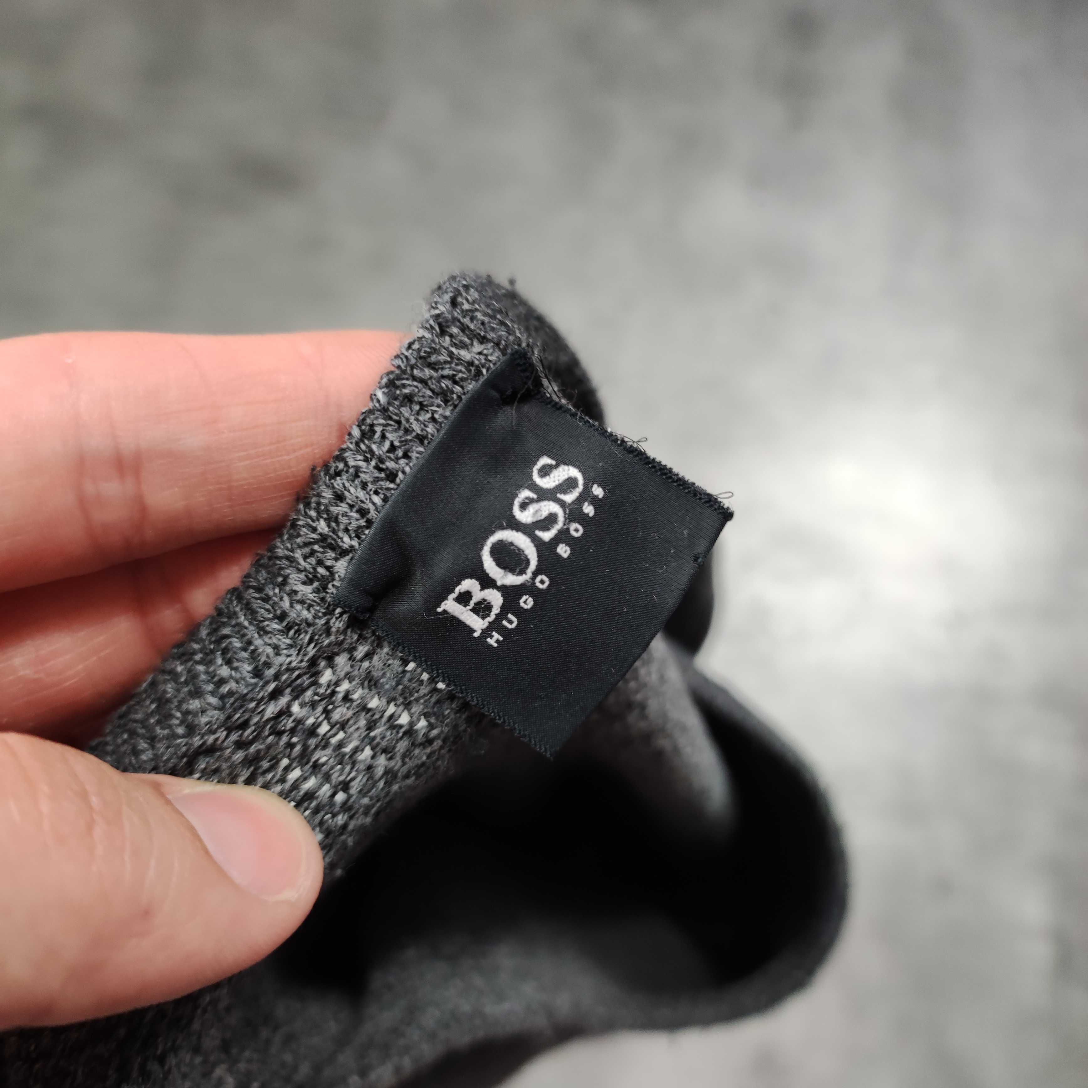 MĘSKI Sweter Pleciony PREMIUM szary Bawełna Hugo Boss Logo Elegancki