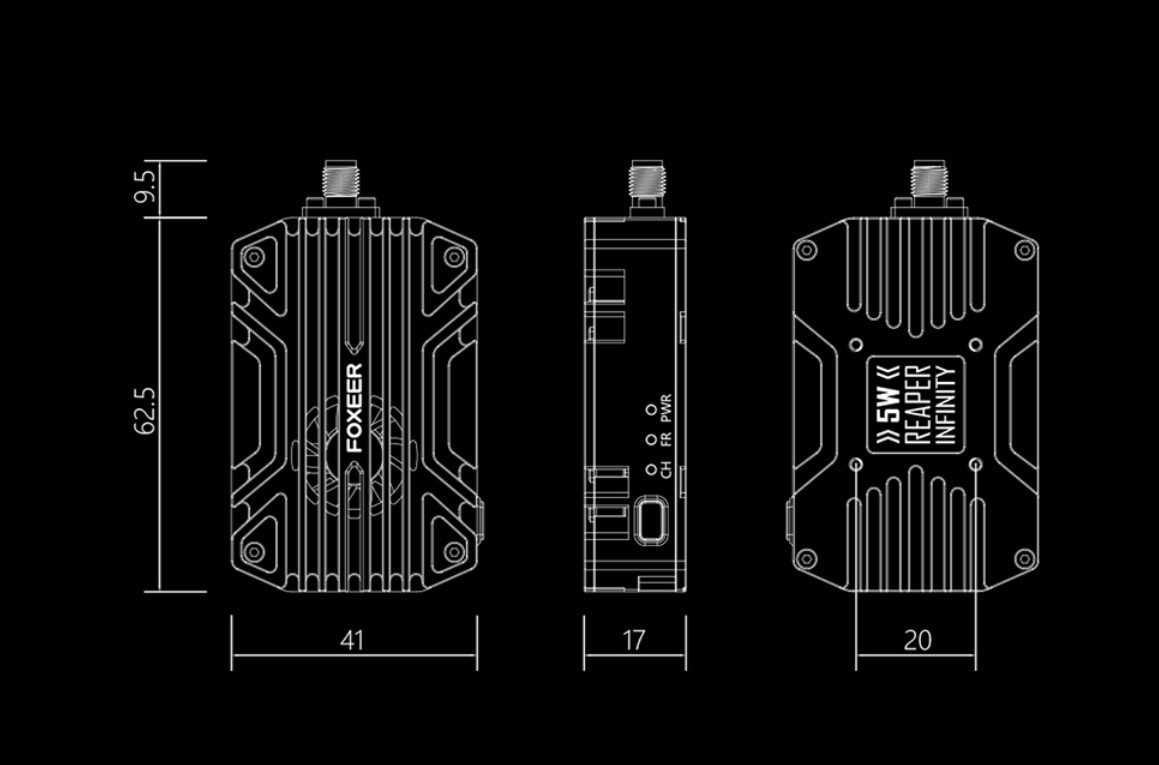 Відеопередавач Foxeer 5.8G Reaper Infinity 5W 40CH VTx оригінал з док.