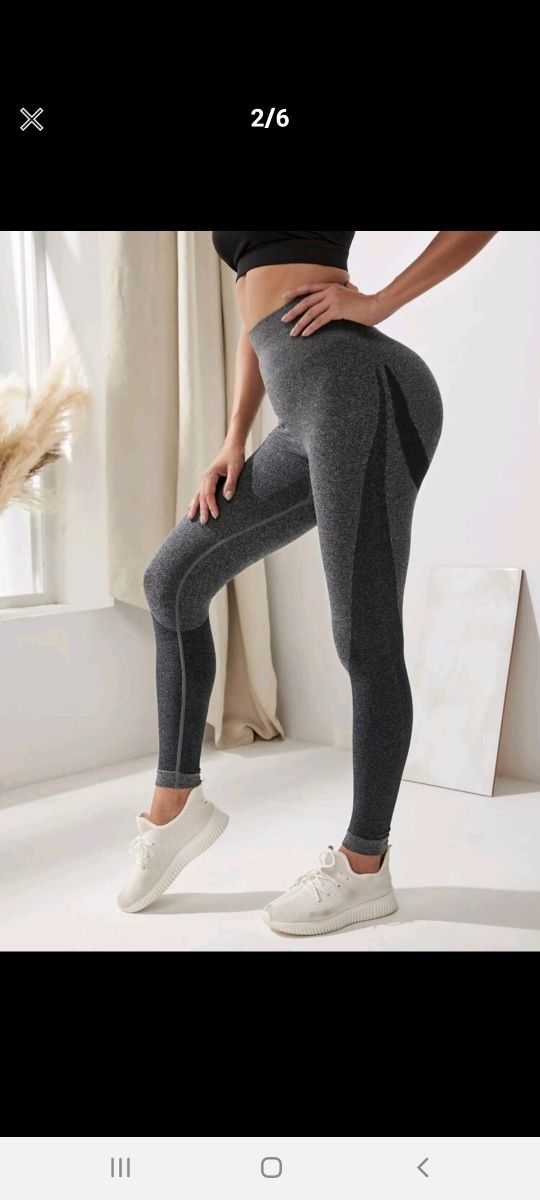 Legginsy szare melanż ombre sombre czarne sportowe gym shark strong