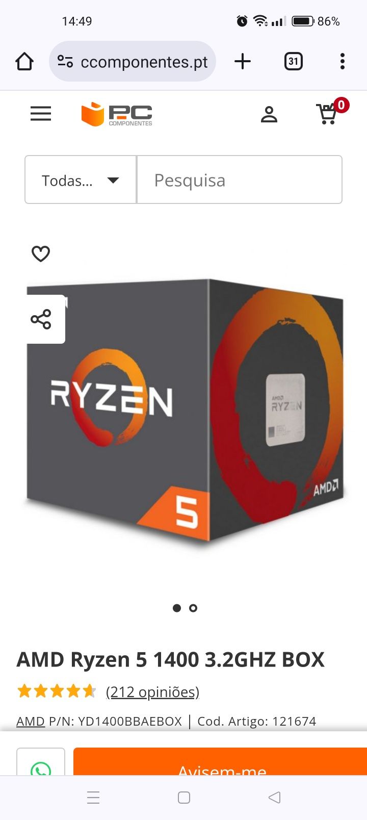 Vendo processador AMD Rayzen 5 1400