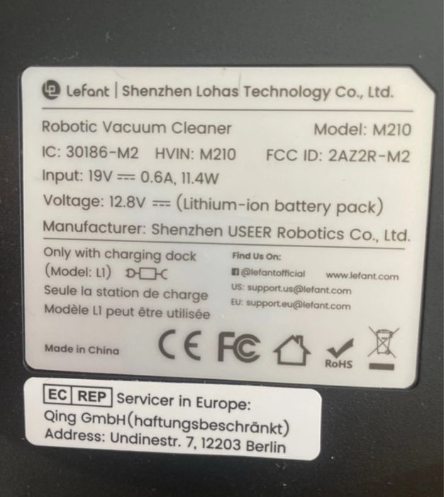 Aspirador lefant M210 robot