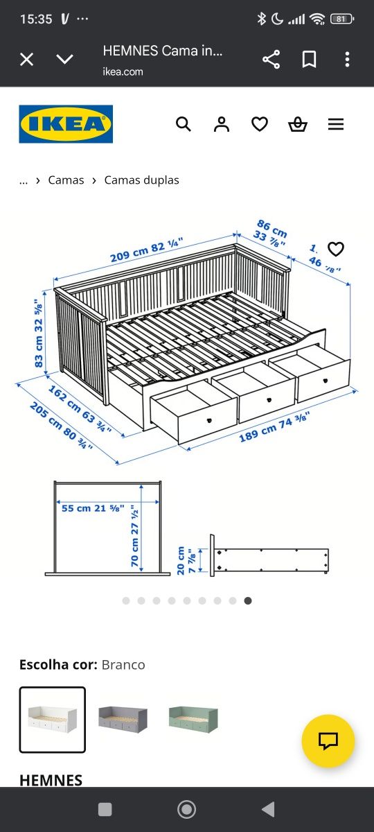 Cama dupla ikea.