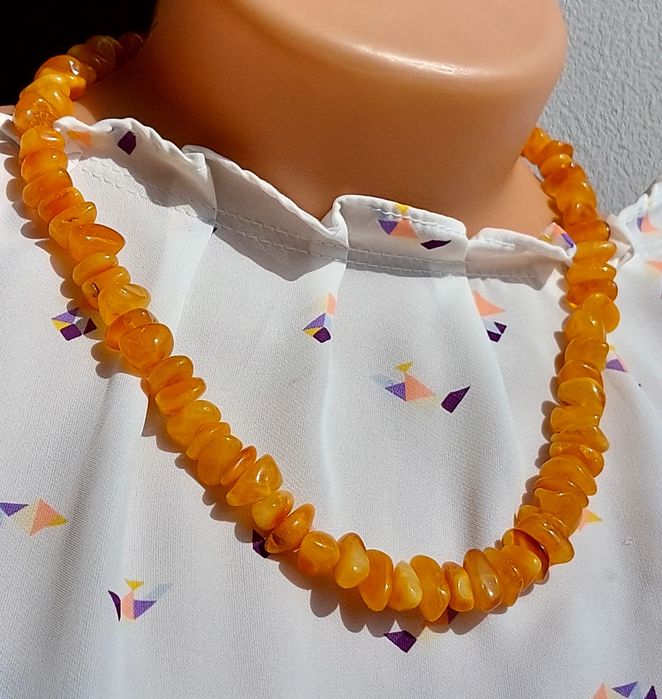 Елегантне матове медове бурштинове кольє, ожерелье из медового янтаря