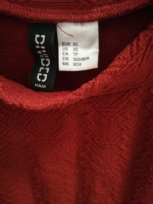 Bordowa Koszulka top bez rękawów h&m xs