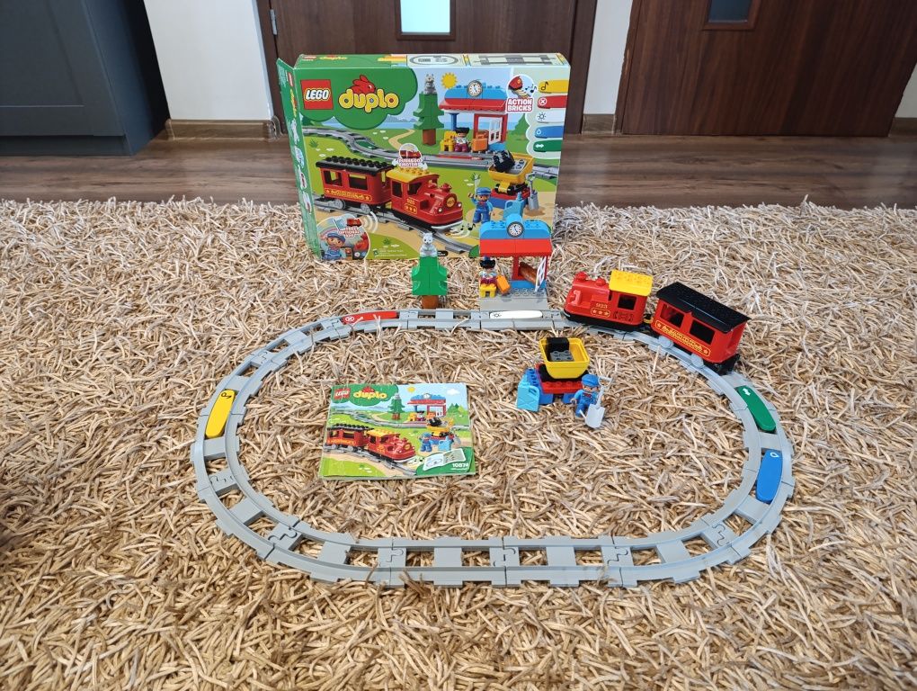 Klocki LEGO Duplo Pociąg parowy 10874, karton, instrukcja