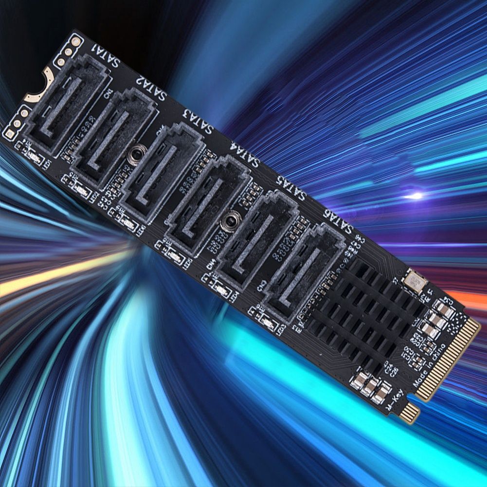 Karta adapter M.2 do SATA 3.0 M.2 MKEY PCI-E Karta 6 SATA porów