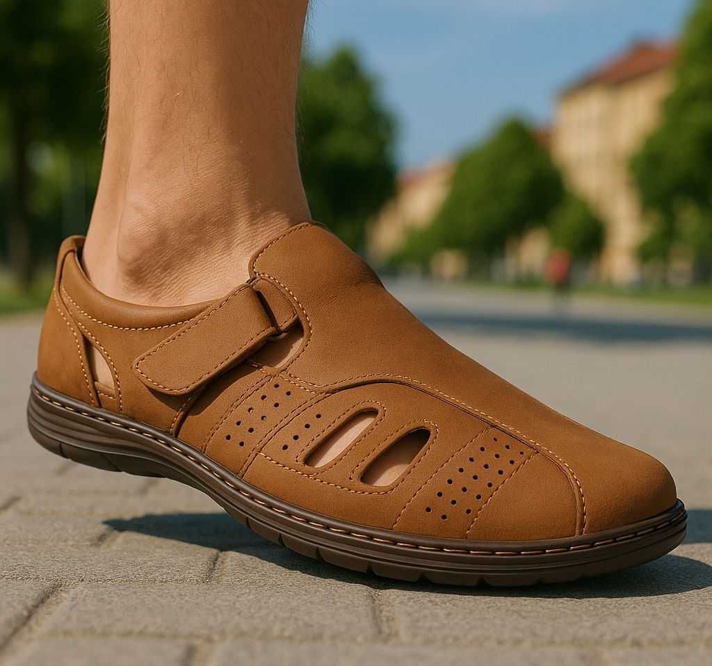 Półbuty ażurowe letnie męskie wycinane sandały 7008 cam roz 45
