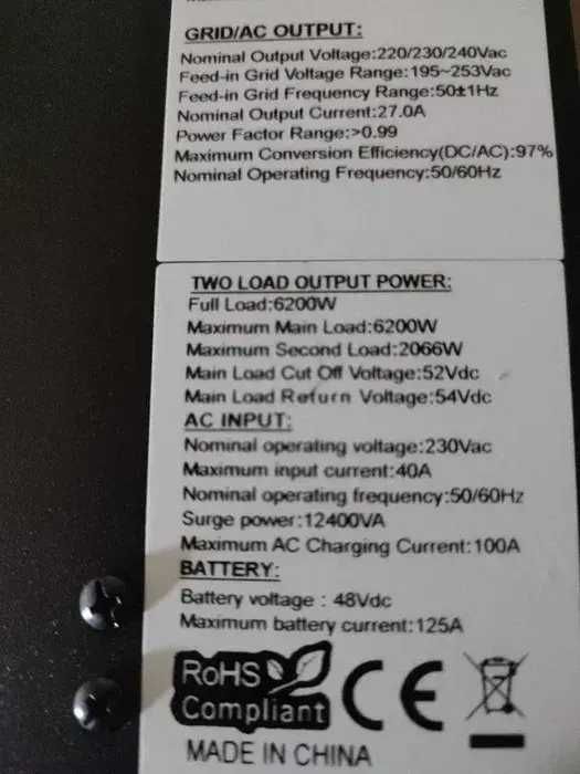 Гібридний сонячний інвертор 48V VICTOR NM-ECO-6.2KW PLUS +Wi-FI модуль