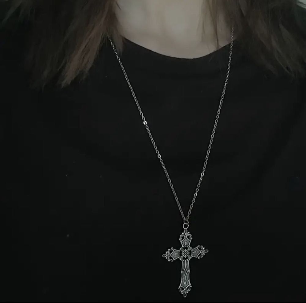 Підвіска з хрестиком з нержавіючої сталі, ланцюжок з хрестом, вінтаж