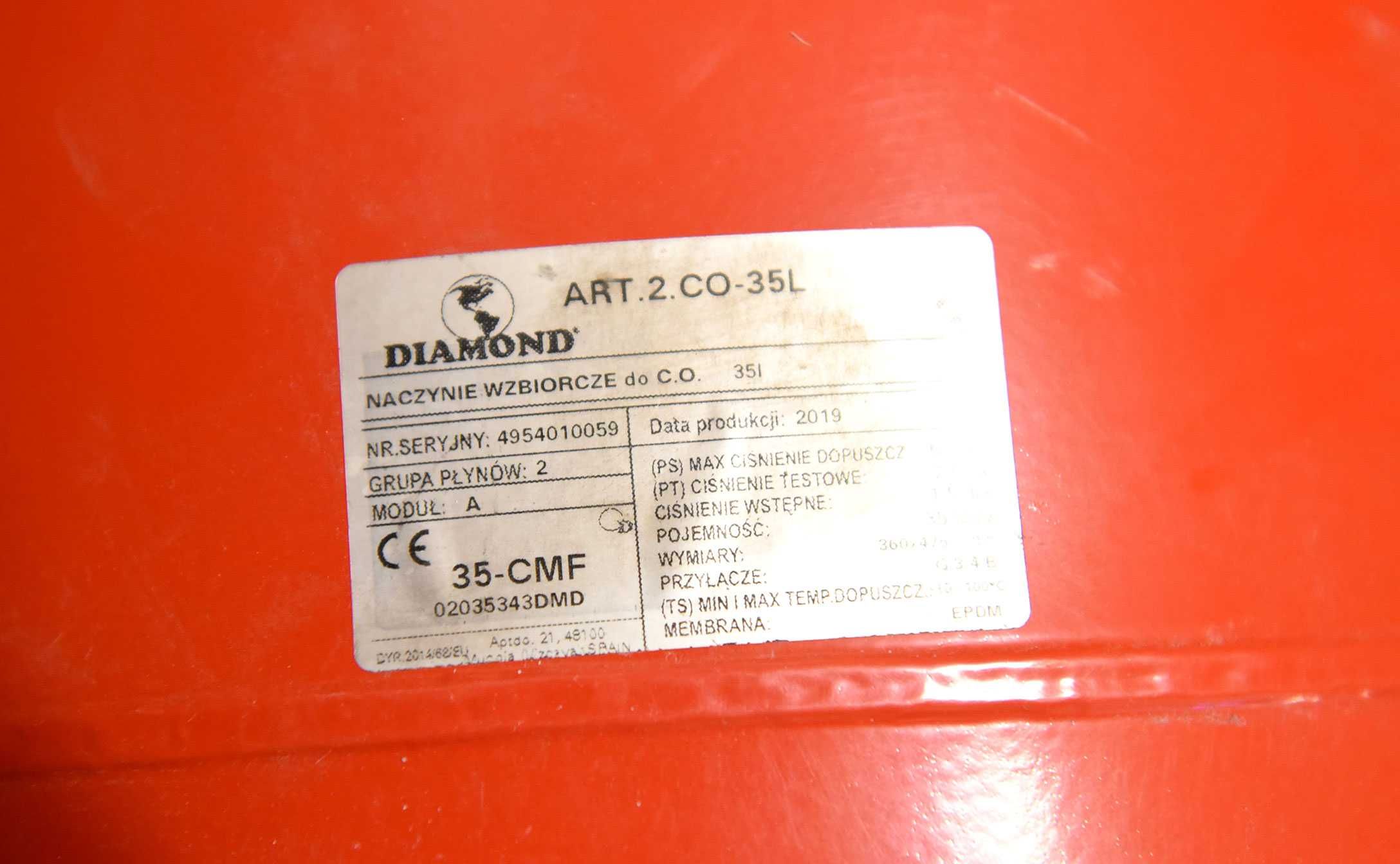 Naczynie wzbiorcze wyrównawcze do C.O Diamond 35 -CMF - 35 litrów.