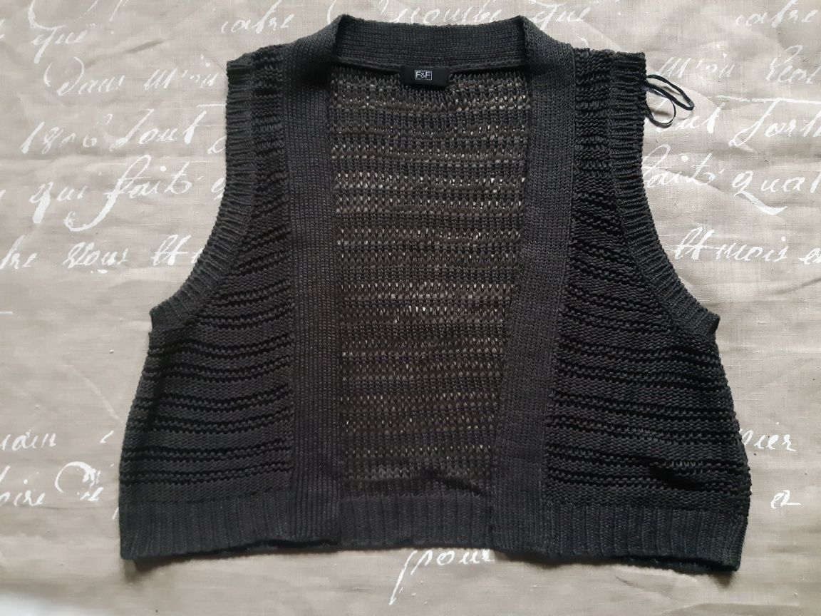 Szary krótki sweter narzutka kamizelka M/L 38/40 vintage alternative