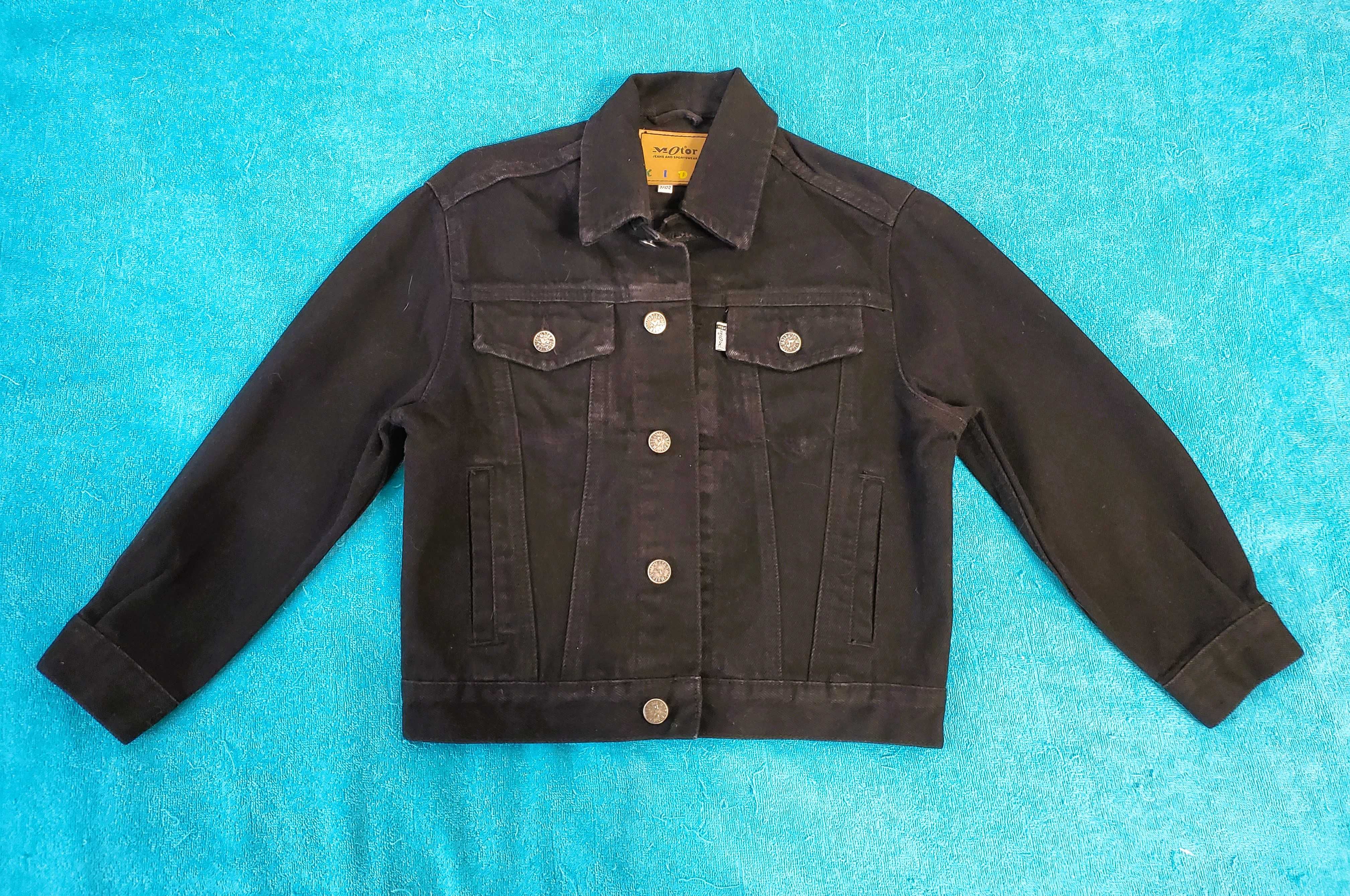 Новая Куртка джинсовая MOTOR JEANS для мальчика 7 лет, черная.
