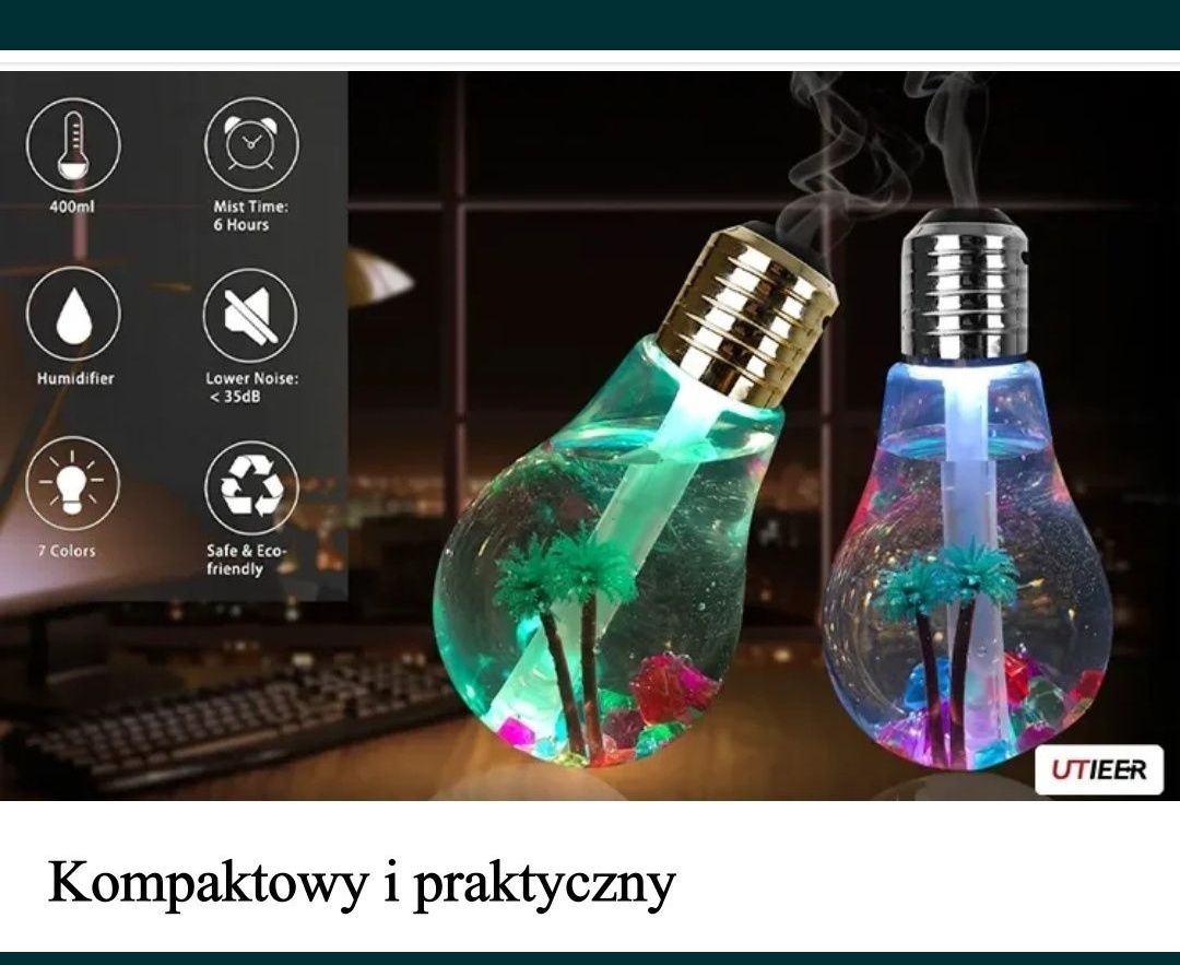 Jonizer powietrza, 3w1, dyfuzor,lampka, odświeżacz, usb