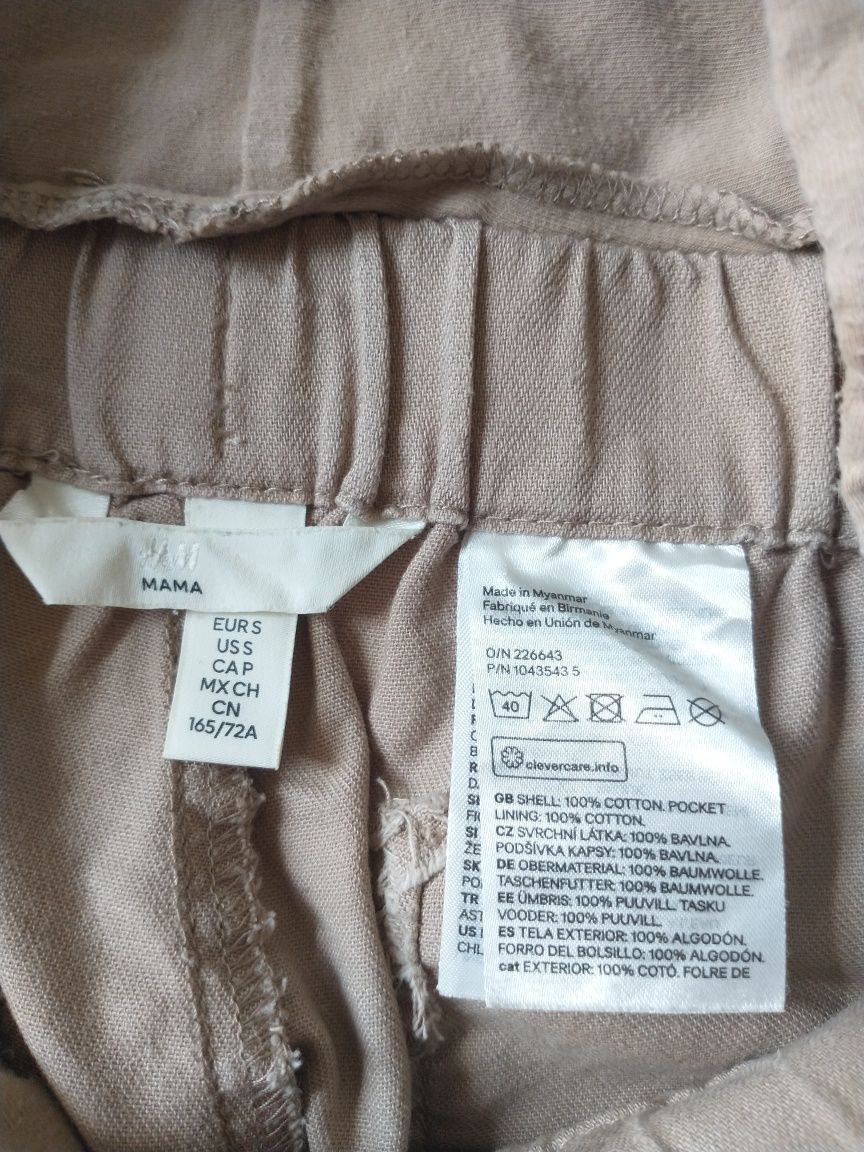Spodnie ciążowe na lato H&M MAMA rozm.S bawełniane