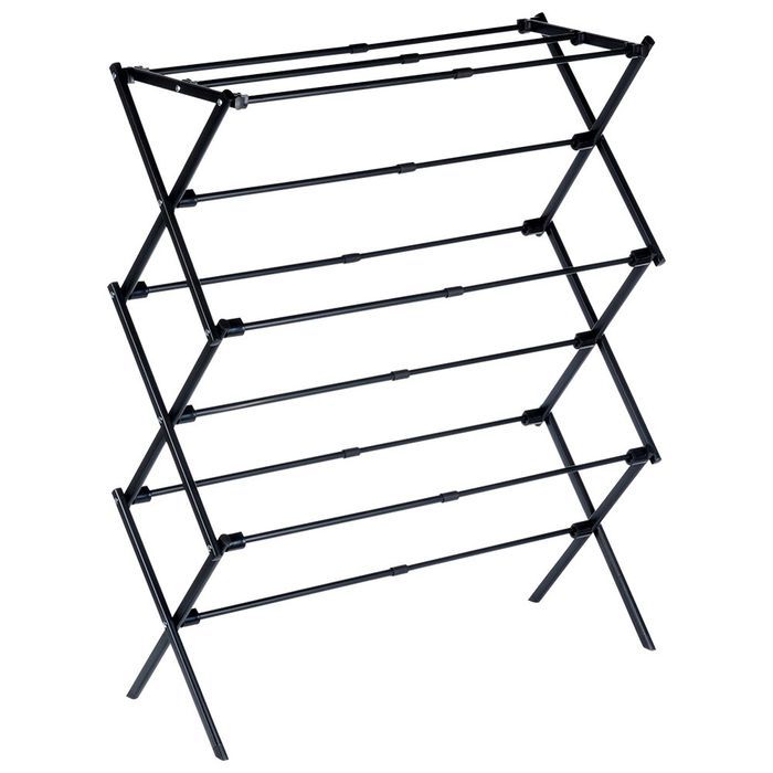 Suszarka na pranie metalowa czarna pionowa rozsuwana 47-78x94 cm