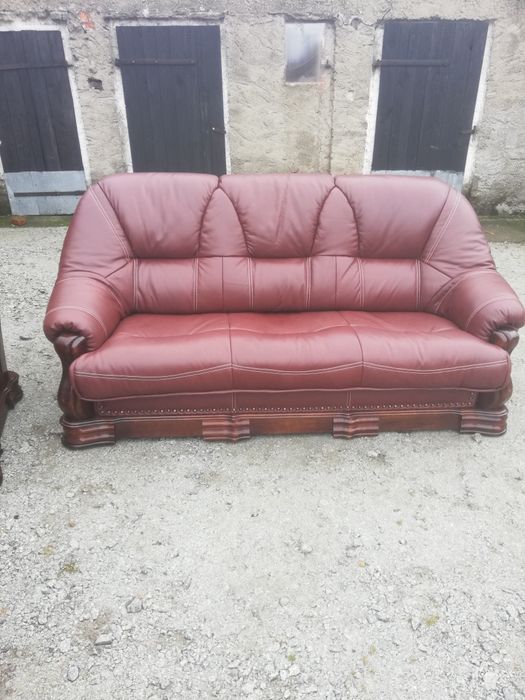 Komplet wypoczynkowy dębowy 311 funkcją spania nowa skóra