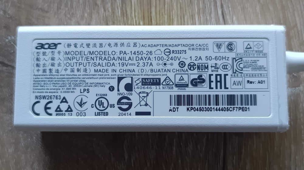 Блок живлення для ноутбука Acer 19V 2.37A 45W 3.0*1.1 (оригинал, б/в)