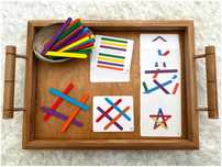 Jogo de correspondência Paus Coloridos -Montessori