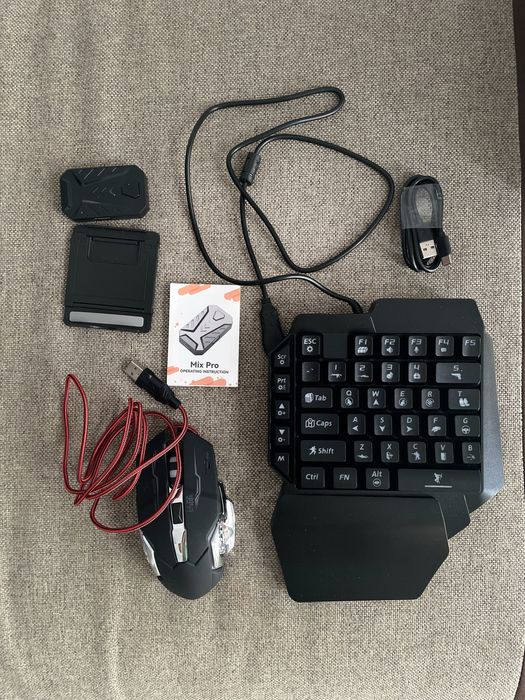 Zestaw gamingowy do telefonu: klawiatura + mysz + adapter