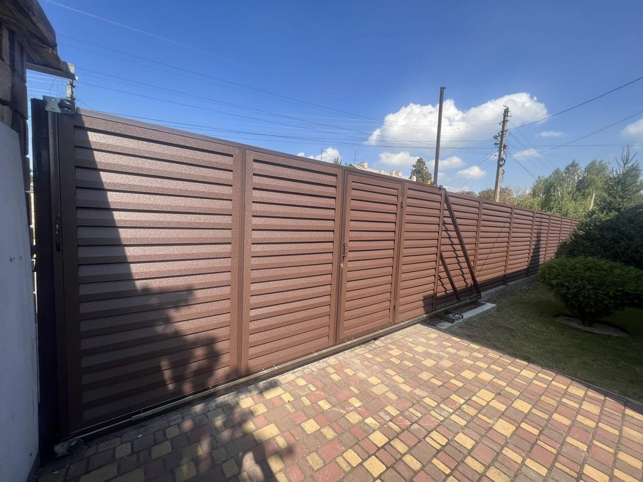 Ворота откатные.Еврозабор.Секционный забор 3 D.