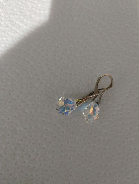 Biżuteria kolczyki kryształki błękitno-żółty odcień