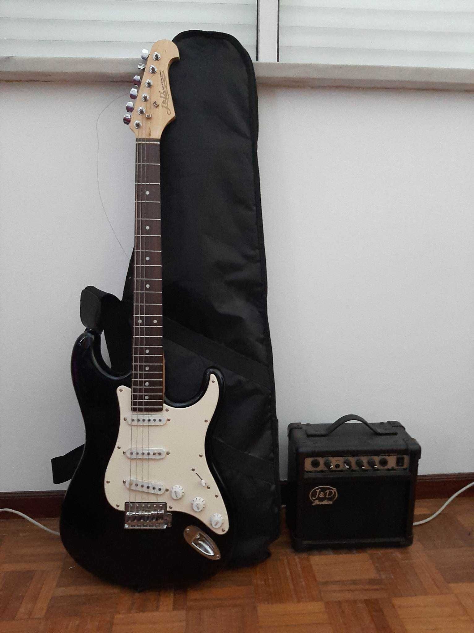 Guitarra e amplificador J & D ST Pack BK Preto