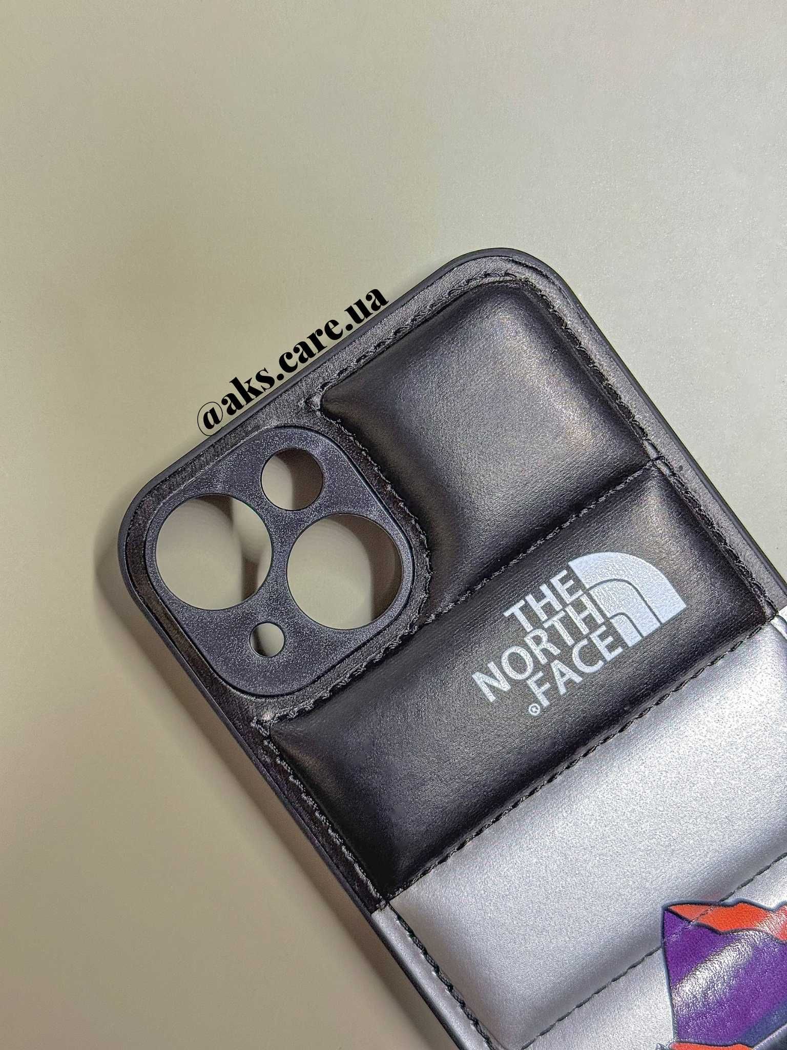Чохол силікон пуховик пуффер срібло пейзаж лого The North Face iPhone