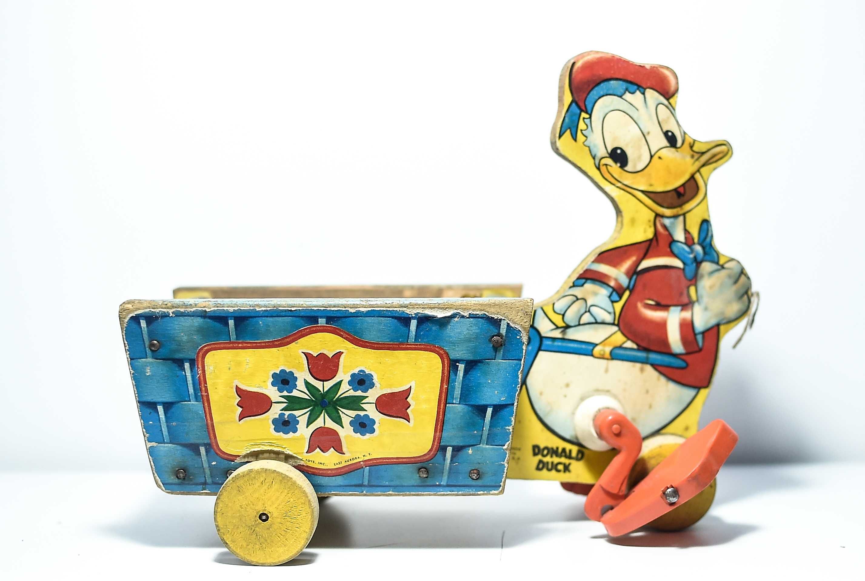 Stara Drewniana zabawka Fisher Price Donald Duck 1956