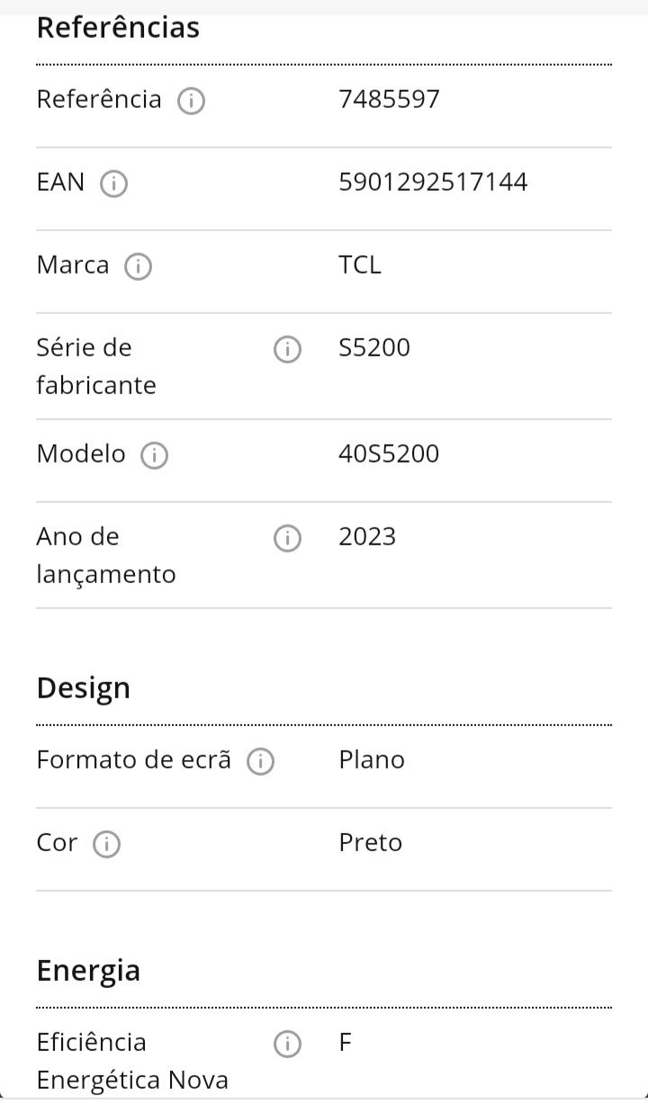 Televisão Android Cliente 40"