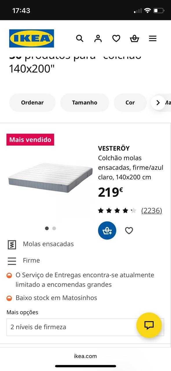Cama MALM - 140x220 cm IKEA com colchão