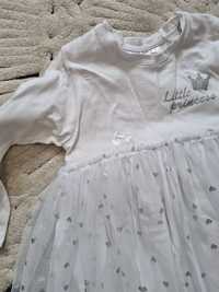 Sukienka bawełna tiul biała serduszka 86