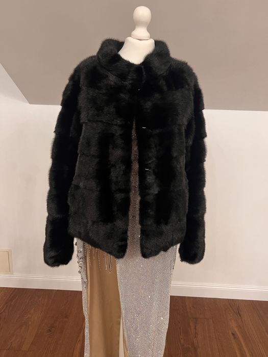 Futro z norek norki czarne nowe S M kurteczka ze stójką
