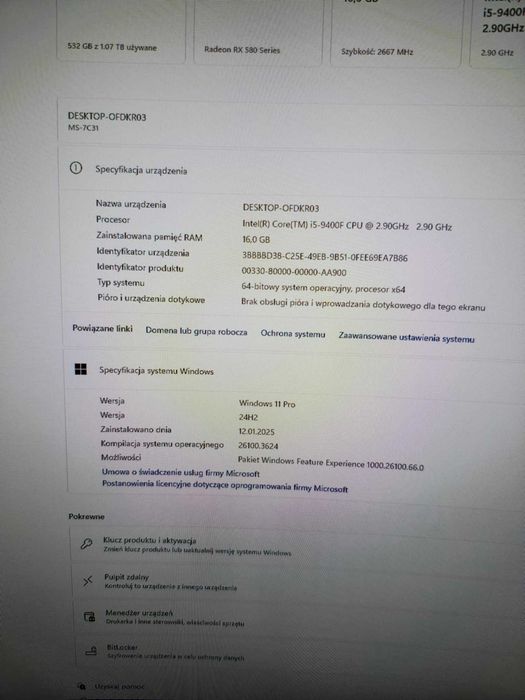Komputer do Gier i Pracy – i5-9400F, Radeon RX 580, 16 GB RAM!